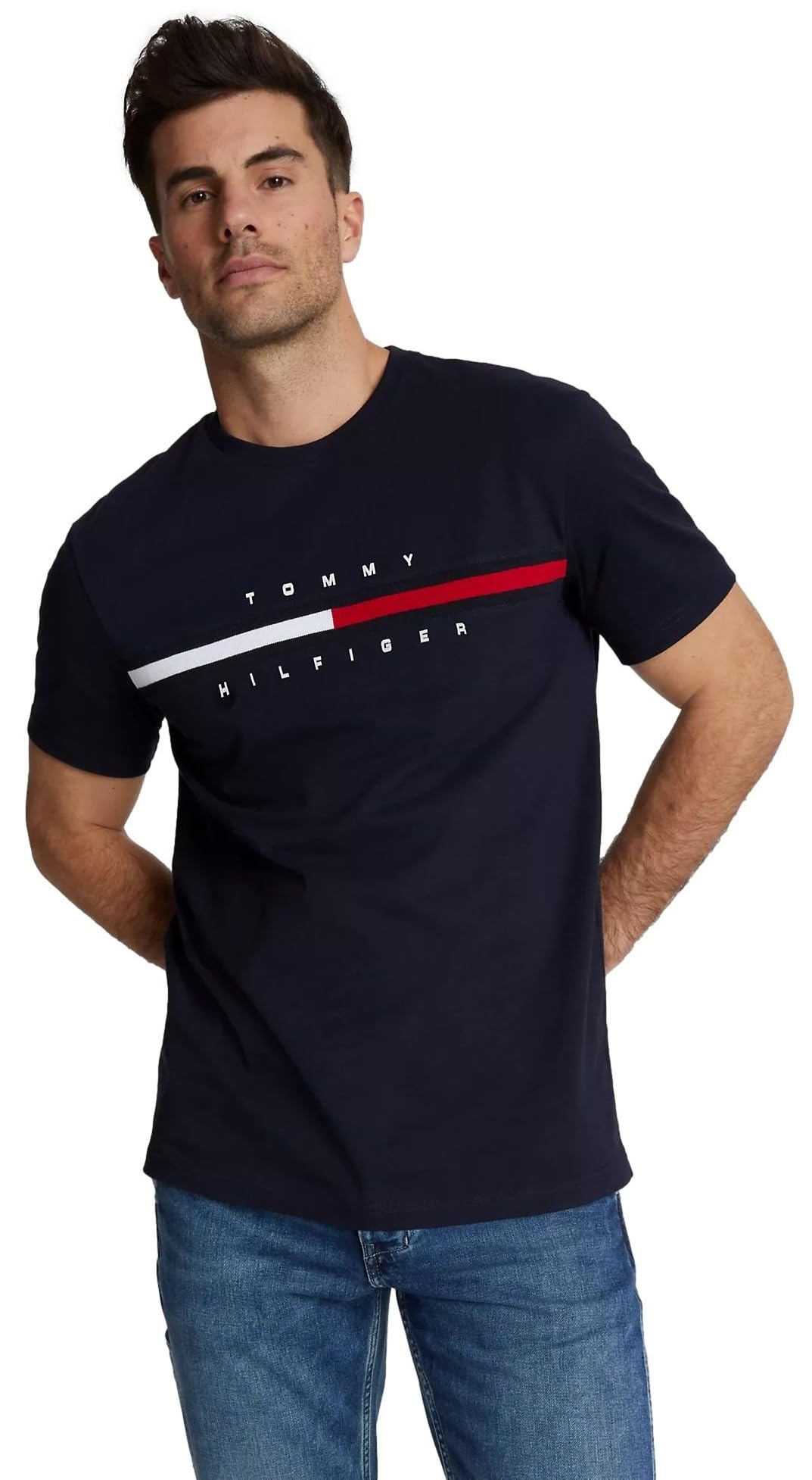 Tommy Hilfiger T-Shirt Manches Courtes Homme Core Tommy Logo Col Ras-du-Cou