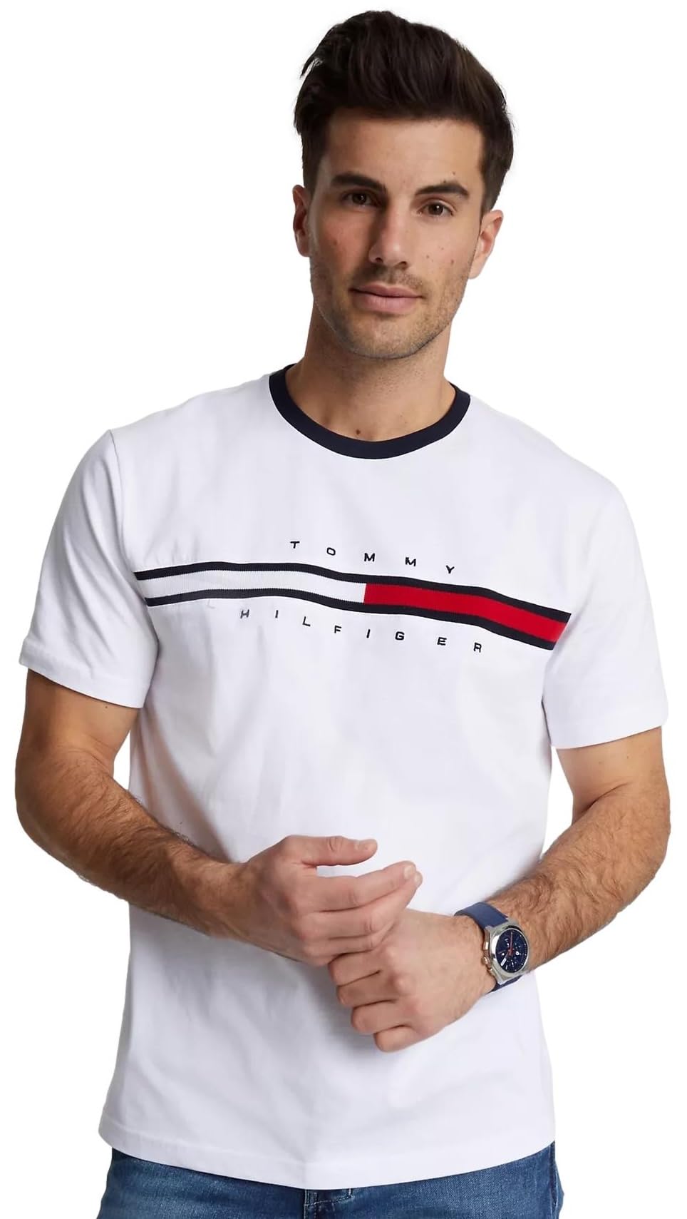 Tommy Hilfiger T-Shirt Manches Courtes Homme Core Tommy Logo Col Ras-du-Cou