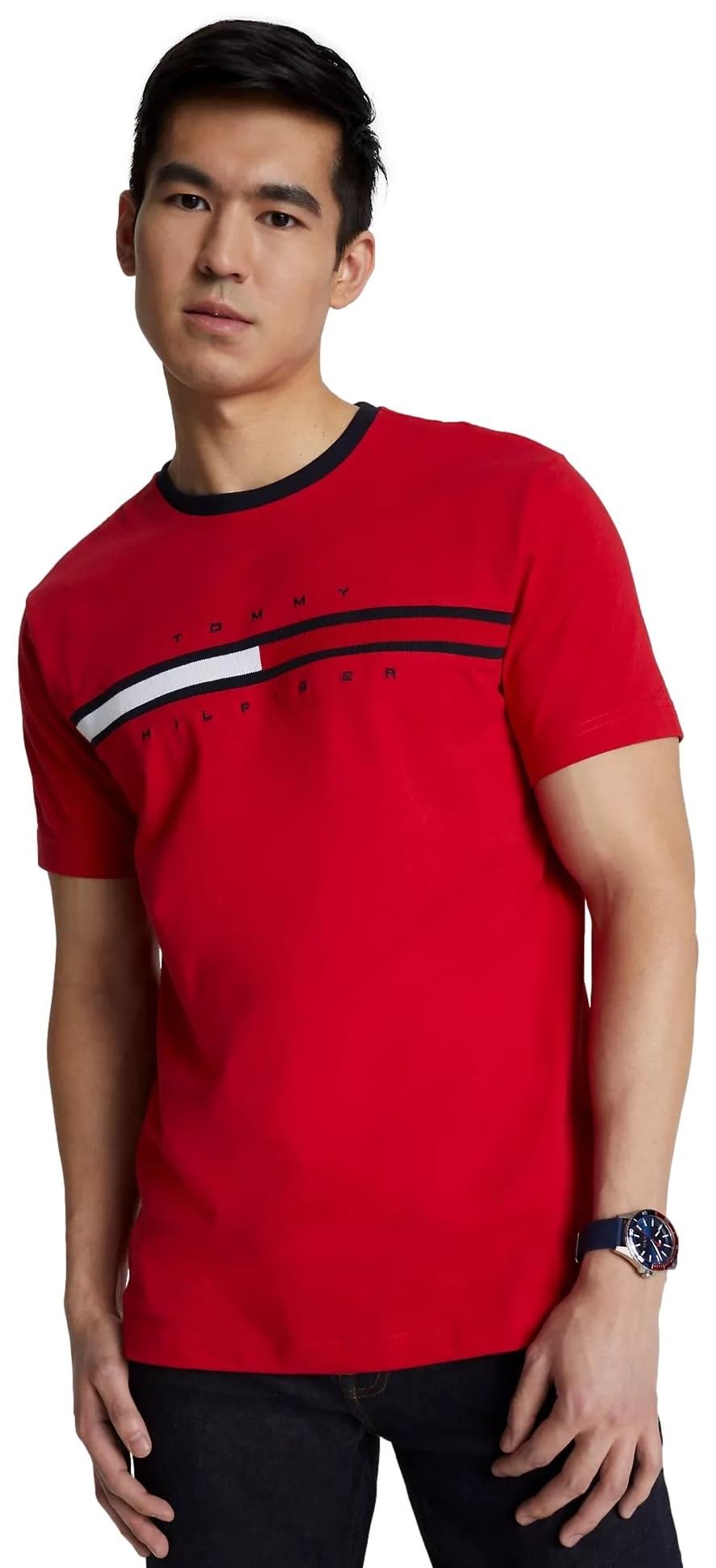 Tommy Hilfiger T-Shirt Manches Courtes Homme Core Tommy Logo Col Ras-du-Cou