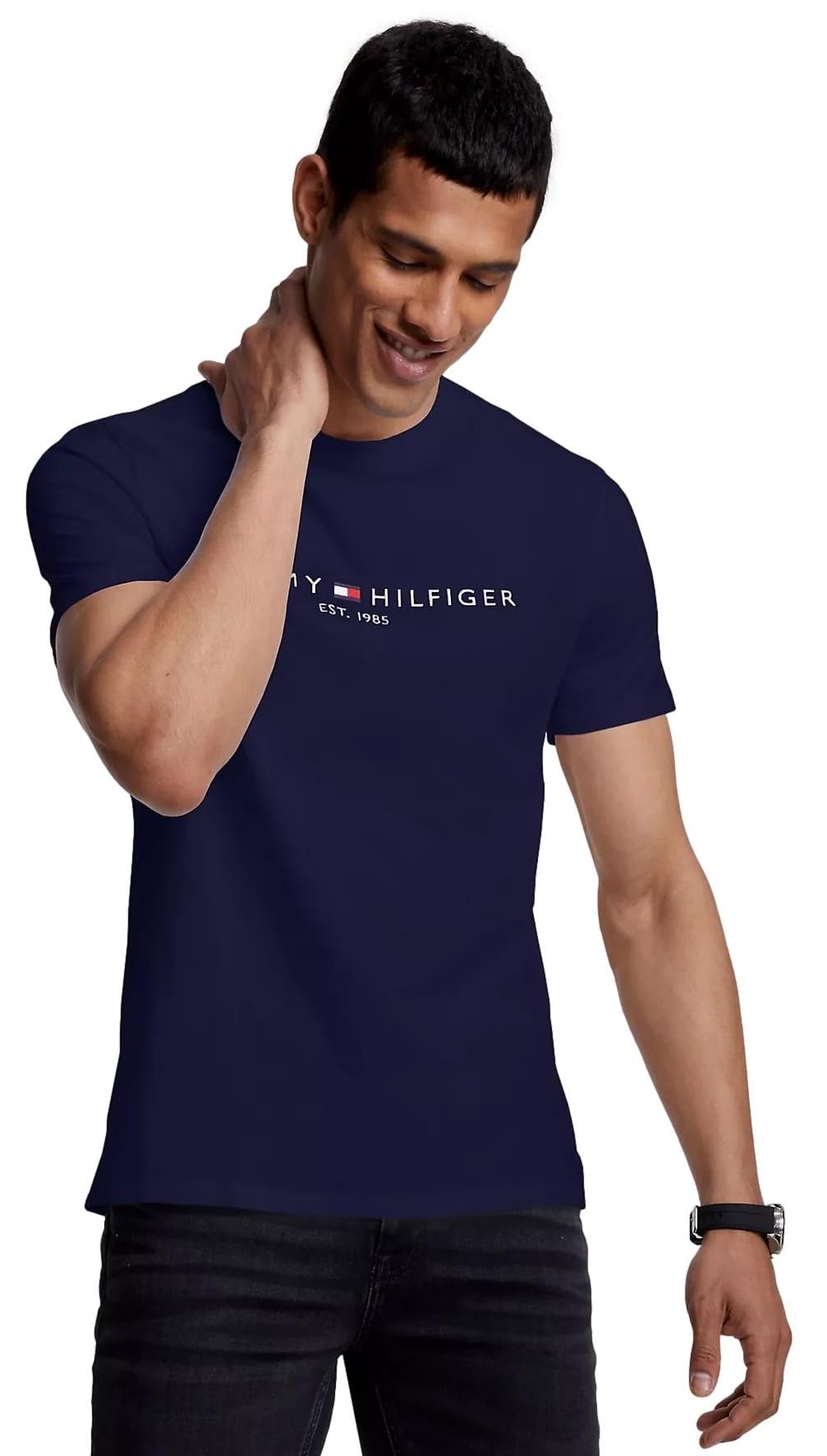 Tommy Hilfiger T-Shirt Manches Courtes Homme Core Tommy Logo Col Ras-du-Cou