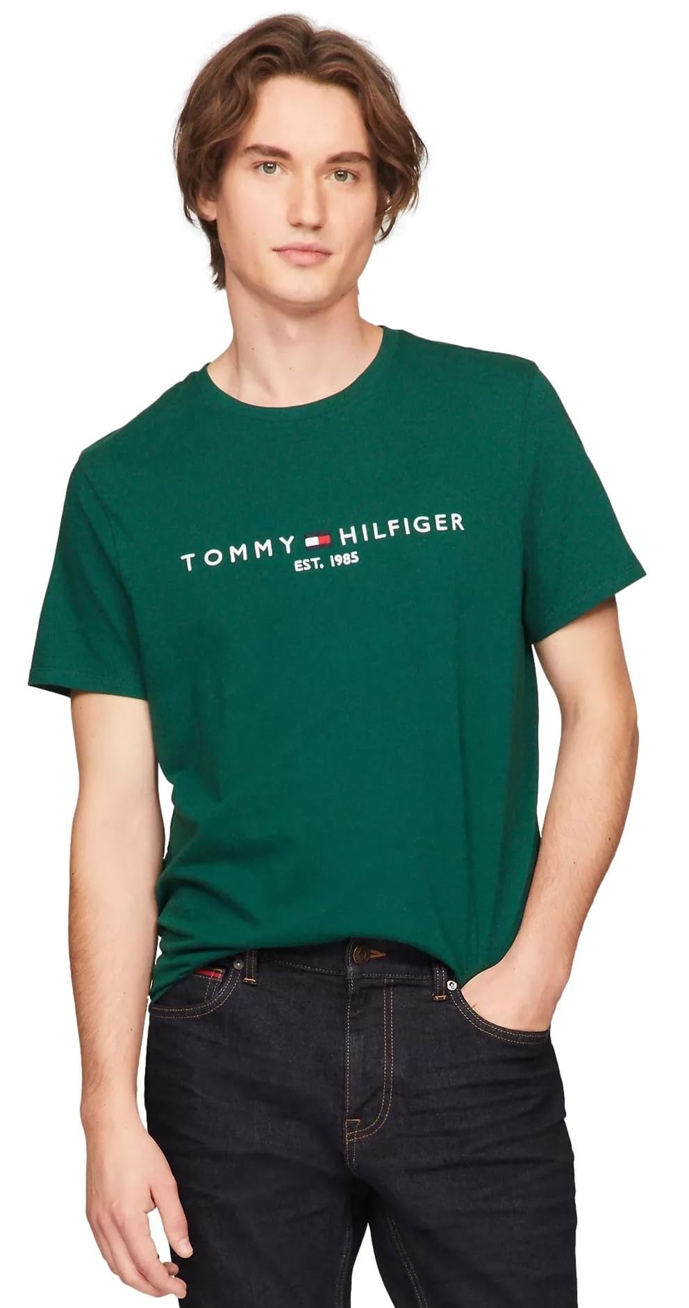 Tommy Hilfiger T-Shirt Manches Courtes Homme Core Tommy Logo Col Ras-du-Cou