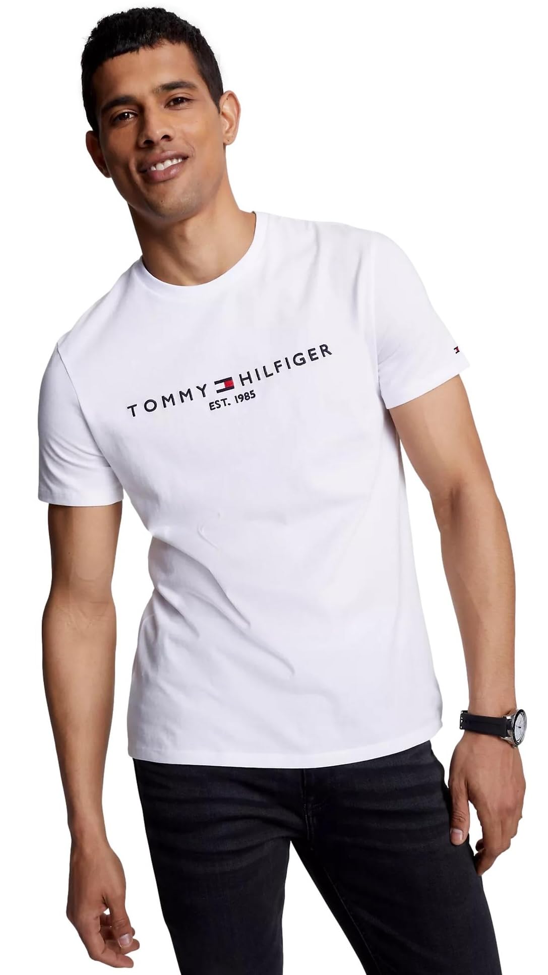 Tommy Hilfiger T-Shirt Manches Courtes Homme Core Tommy Logo Col Ras-du-Cou
