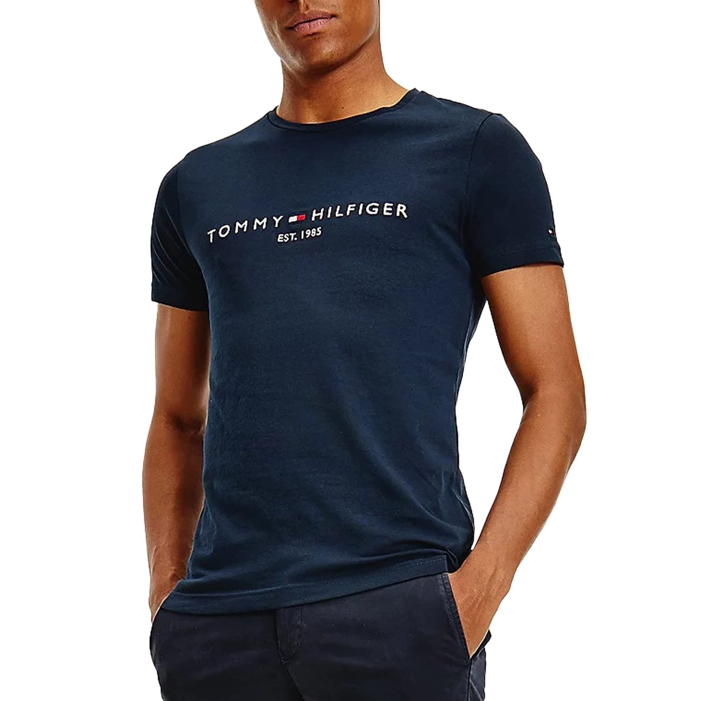 Tommy Hilfiger T-Shirt Manches Courtes Homme Core Tommy Logo Col Ras-du-Cou