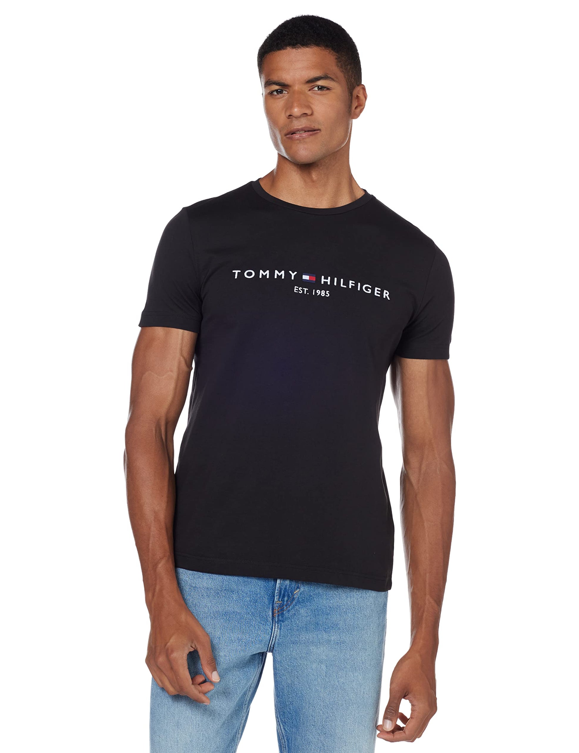 Tommy Hilfiger T-Shirt Manches Courtes Homme Core Tommy Logo Col Ras-du-Cou