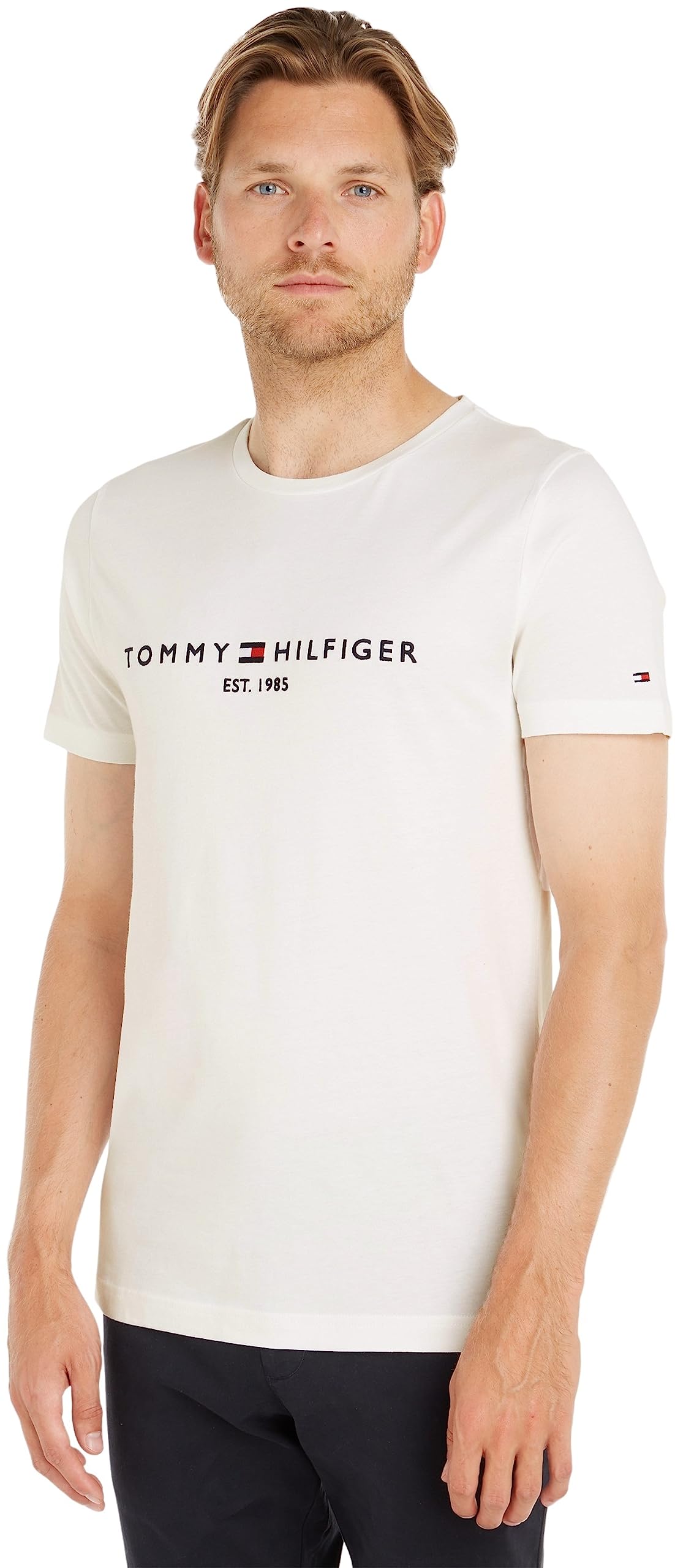 Tommy Hilfiger T-Shirt Manches Courtes Homme Core Tommy Logo Col Ras-du-Cou
