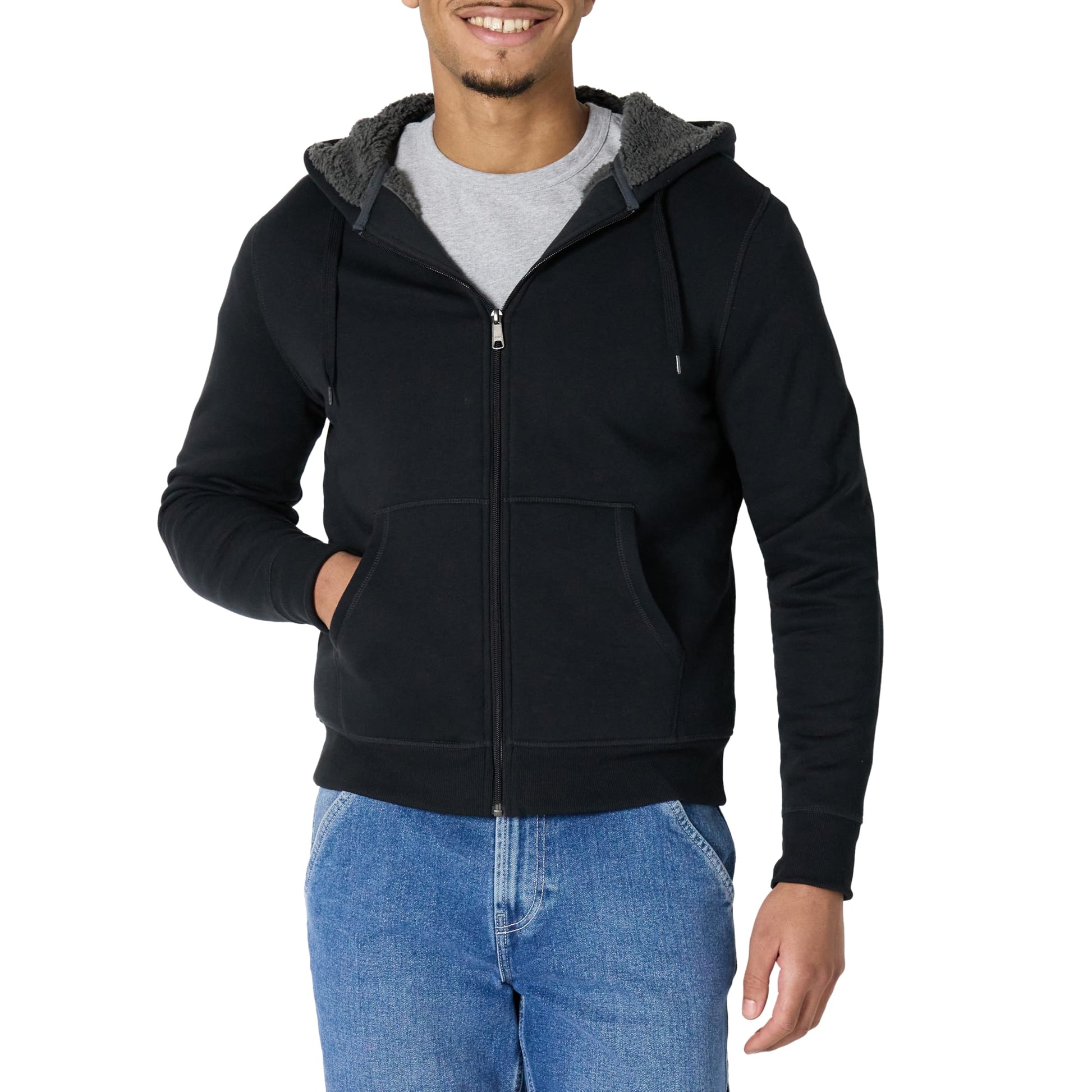 Amazon Essentials Sweat à Capuche avec Fermeture Éclair intégrale et Doublure en Polaire Sherpa Homme