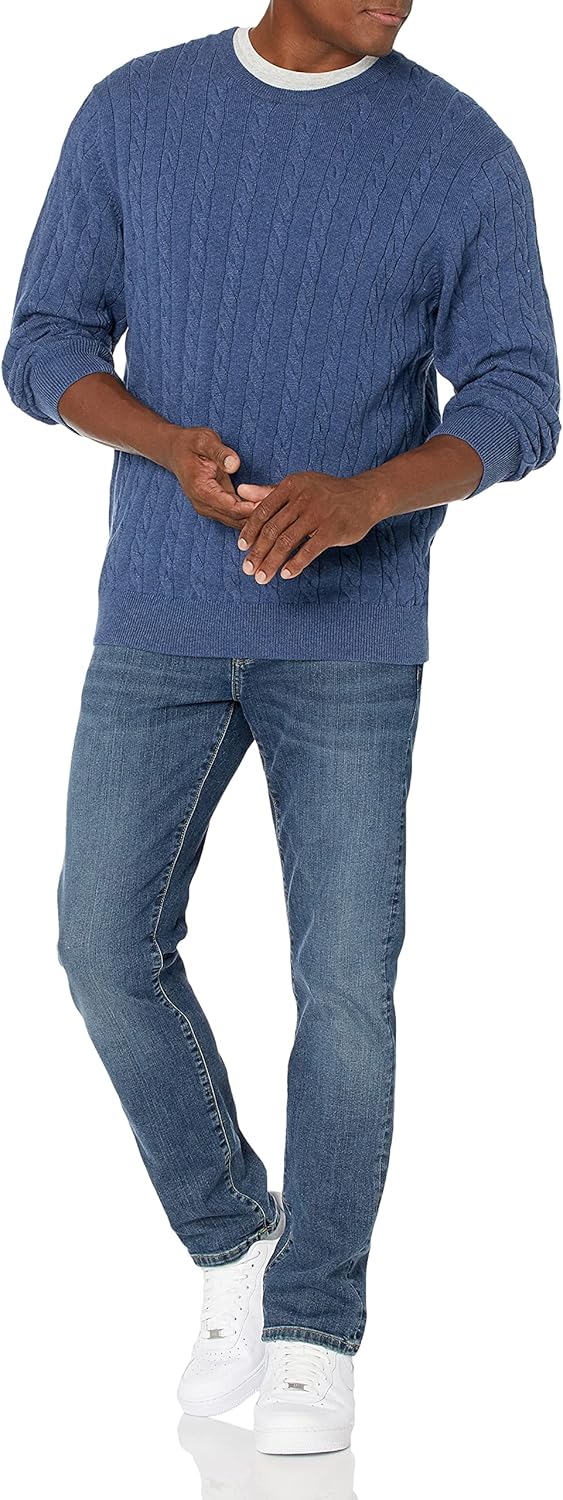 Amazon Essentials Pull Ras-du-Cou en Coton Torsadé Homme