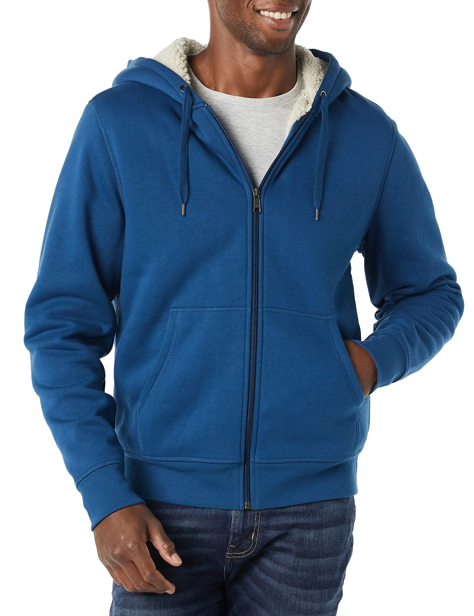 Amazon Essentials Sweat à Capuche avec Fermeture Éclair intégrale et Doublure en Polaire Sherpa Homme