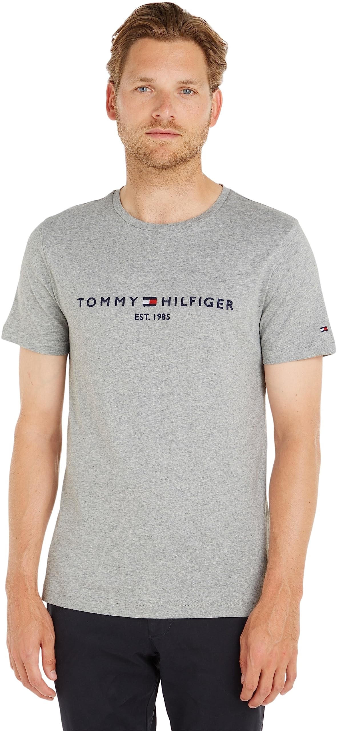 Tommy Hilfiger T-Shirt Manches Courtes Homme Core Tommy Logo Col Ras-du-Cou