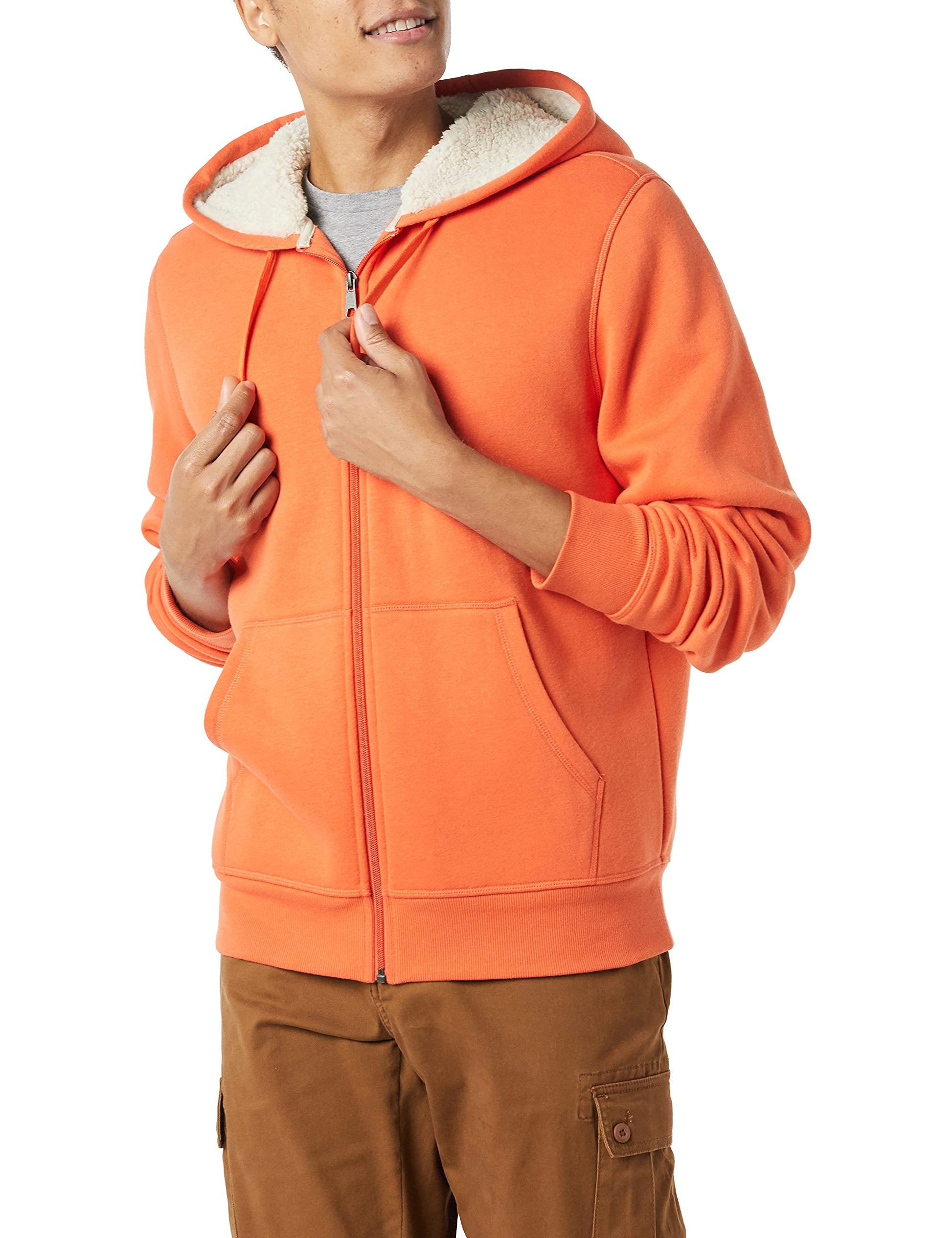 Amazon Essentials Sweat à Capuche avec Fermeture Éclair intégrale et Doublure en Polaire Sherpa Homme