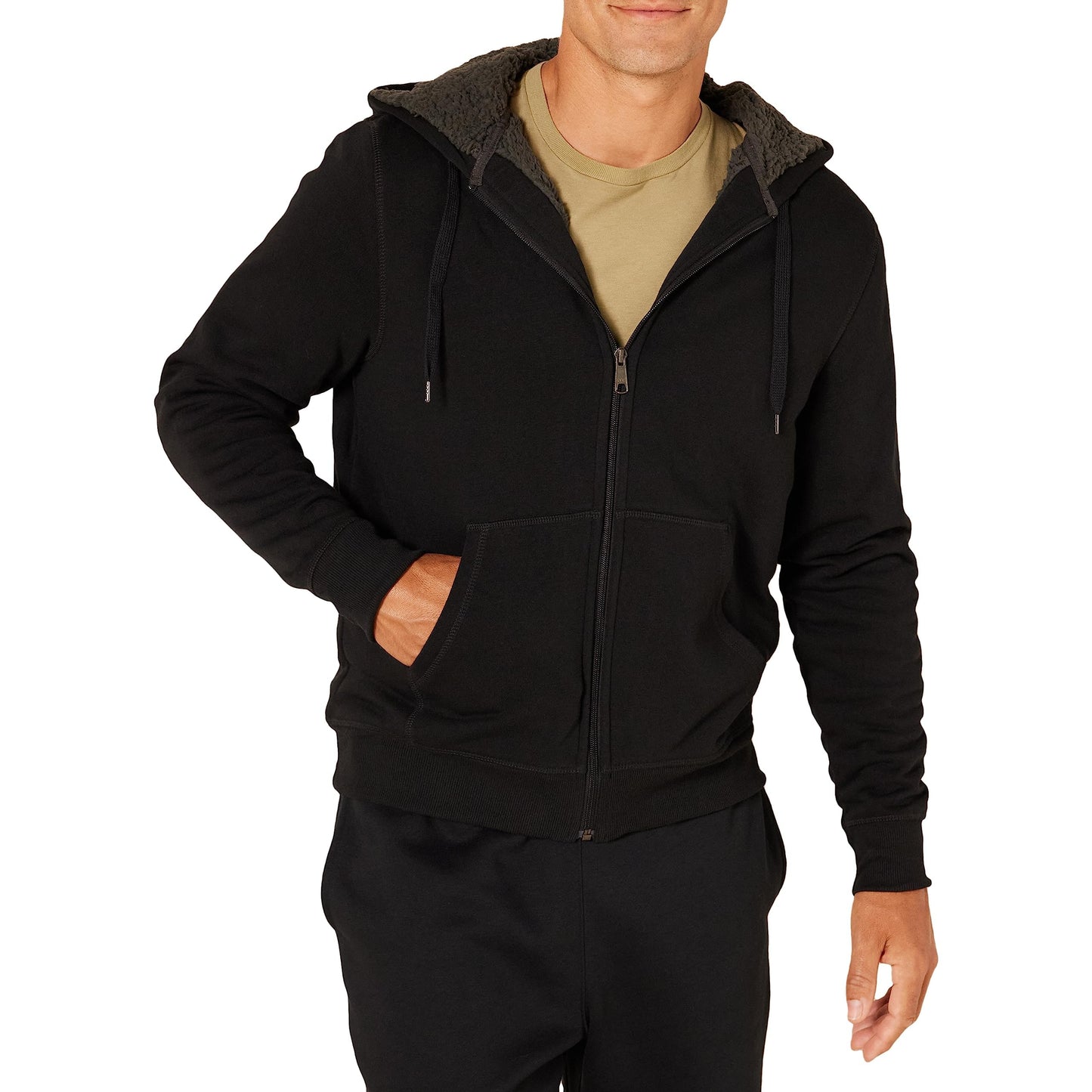 Amazon Essentials Sweat à Capuche avec Fermeture Éclair intégrale et Doublure en Polaire Sherpa Homme