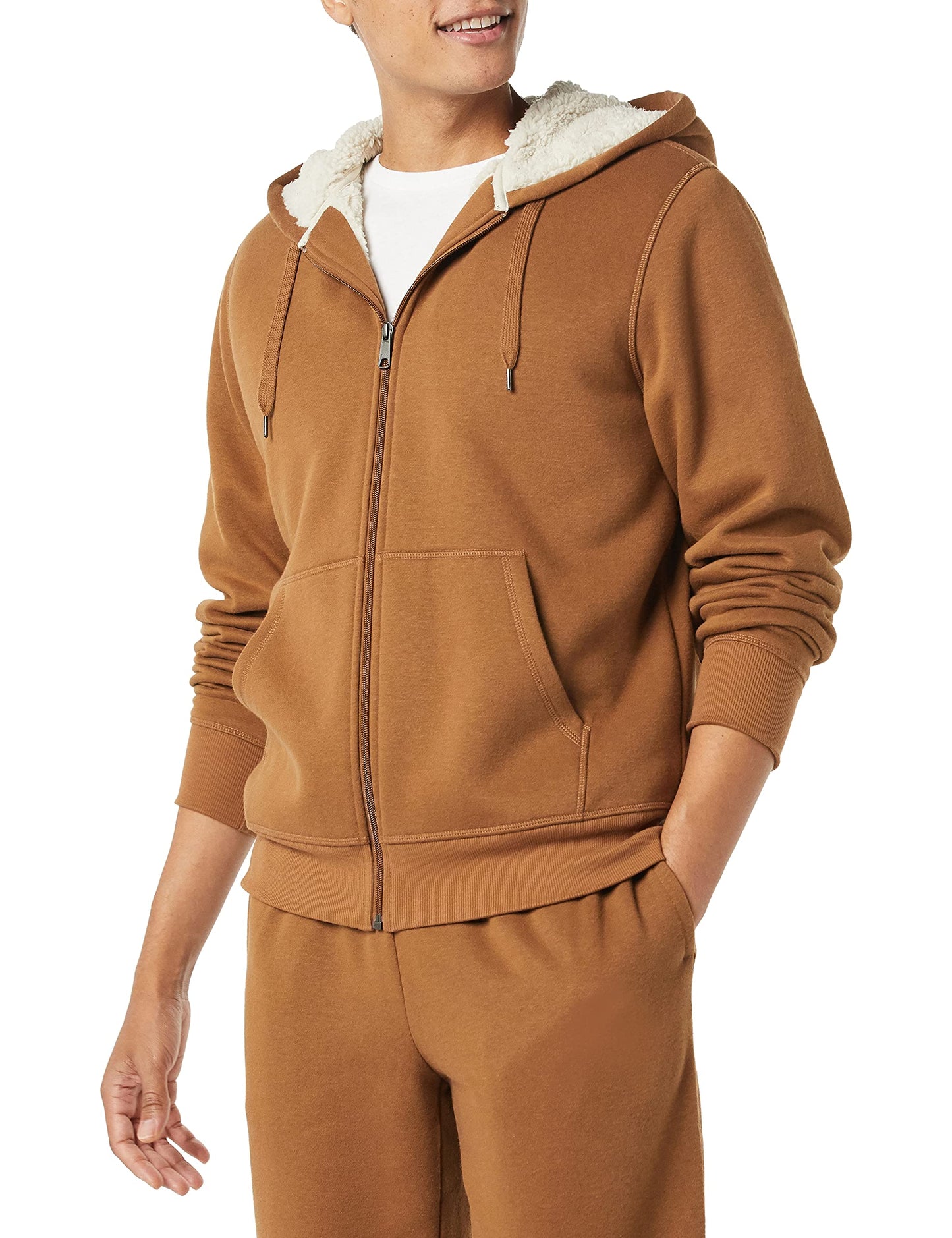 Amazon Essentials Sweat à Capuche avec Fermeture Éclair intégrale et Doublure en Polaire Sherpa Homme