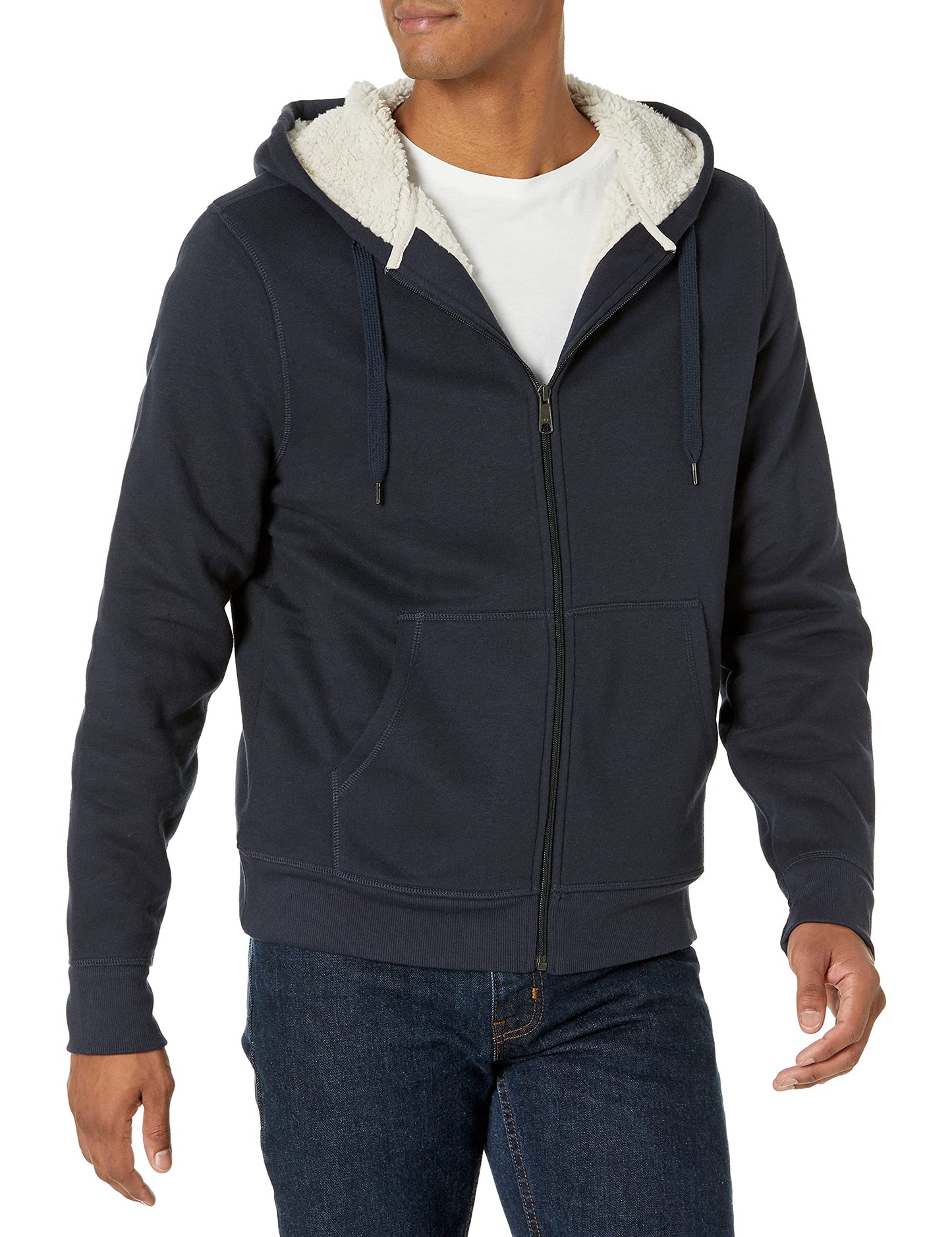 Amazon Essentials Sweat à Capuche avec Fermeture Éclair intégrale et Doublure en Polaire Sherpa Homme