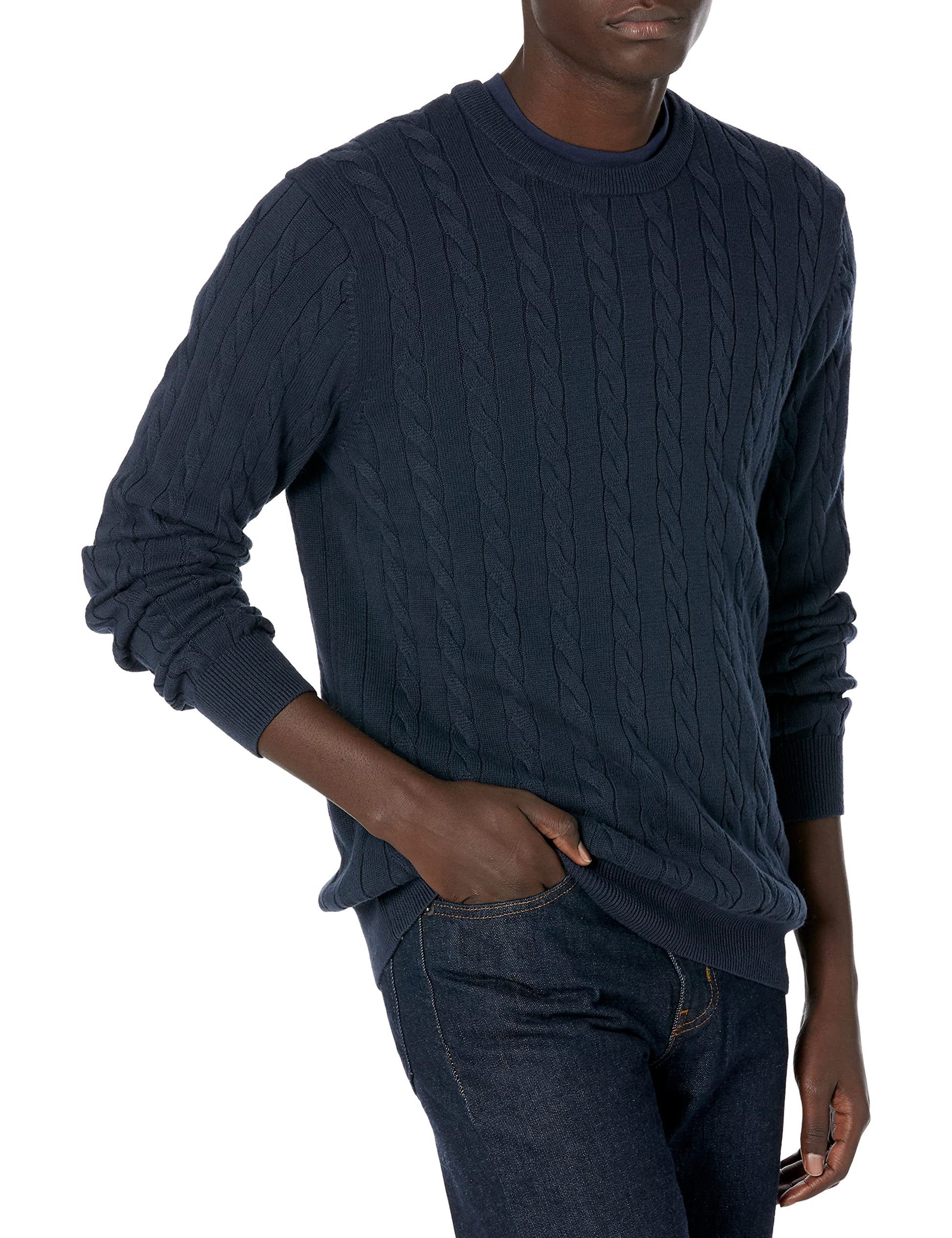 Amazon Essentials Pull Ras-du-Cou en Coton Torsadé Homme