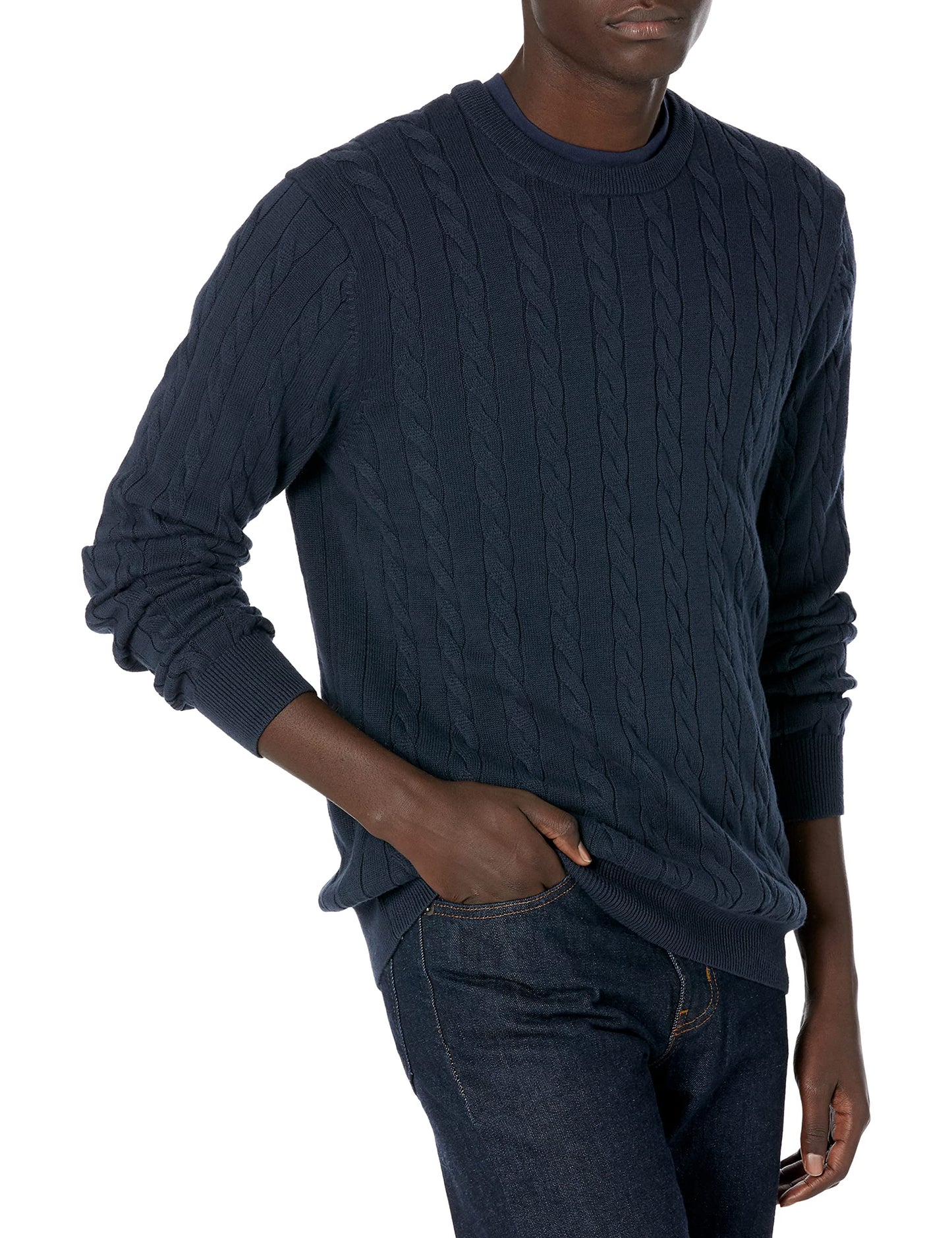 Amazon Essentials Pull Ras-du-Cou en Coton Torsadé Homme