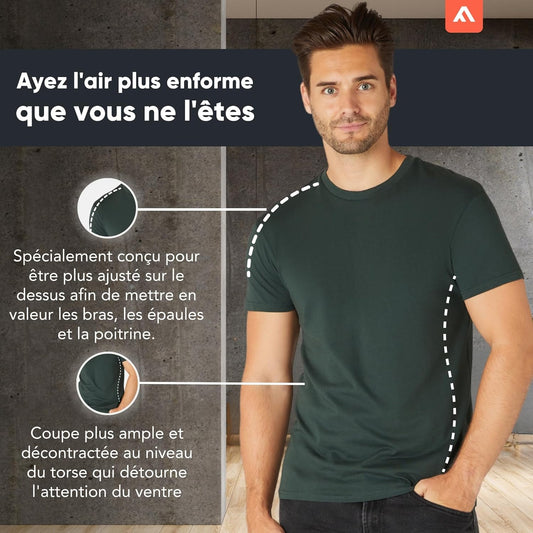 FM London Lot de 3/5 t-Shirts pour Hommes - T-Shirts de qualité supérieure avec Design légèrement ajusté