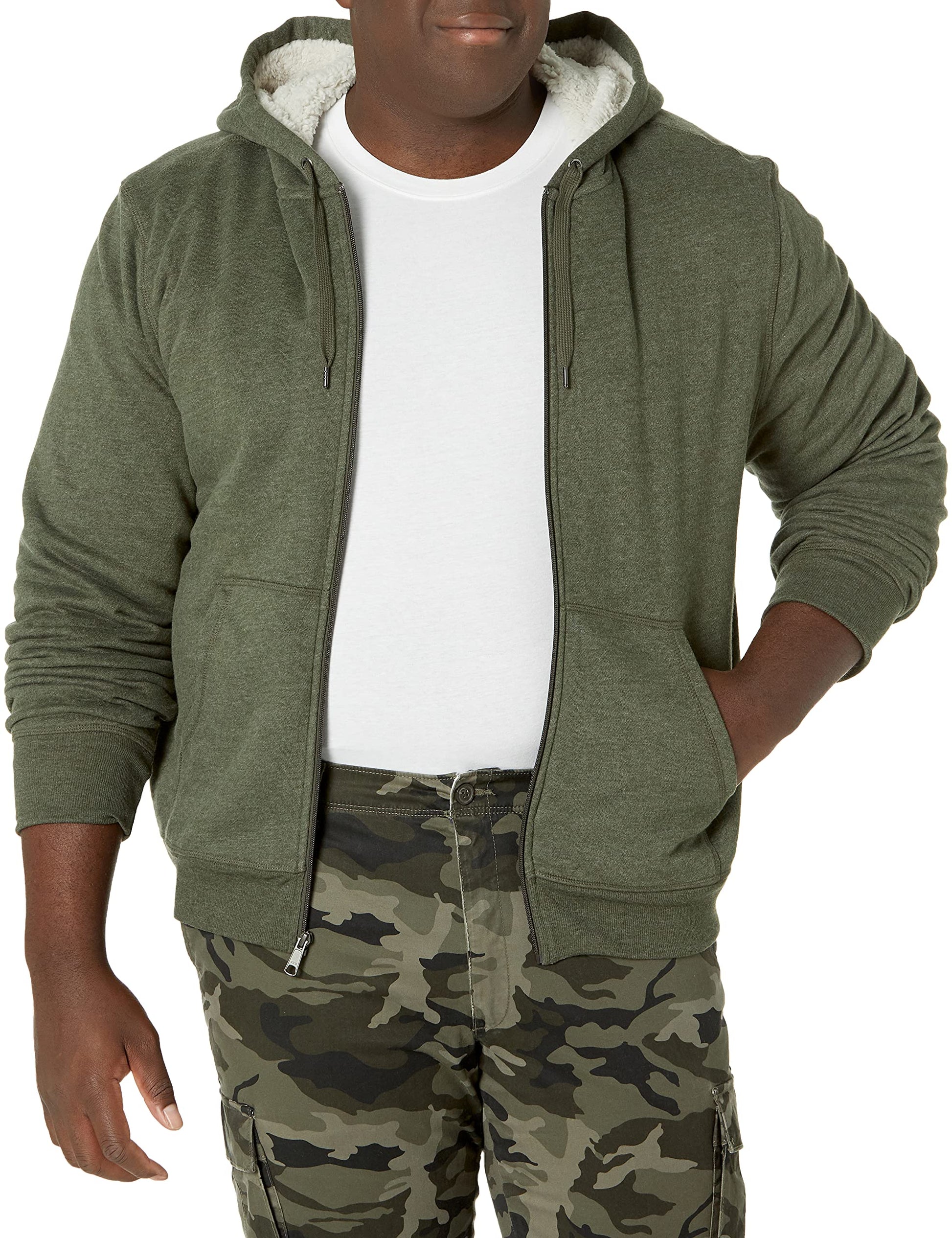 Amazon Essentials Sweat à Capuche avec Fermeture Éclair intégrale et Doublure en Polaire Sherpa Homme