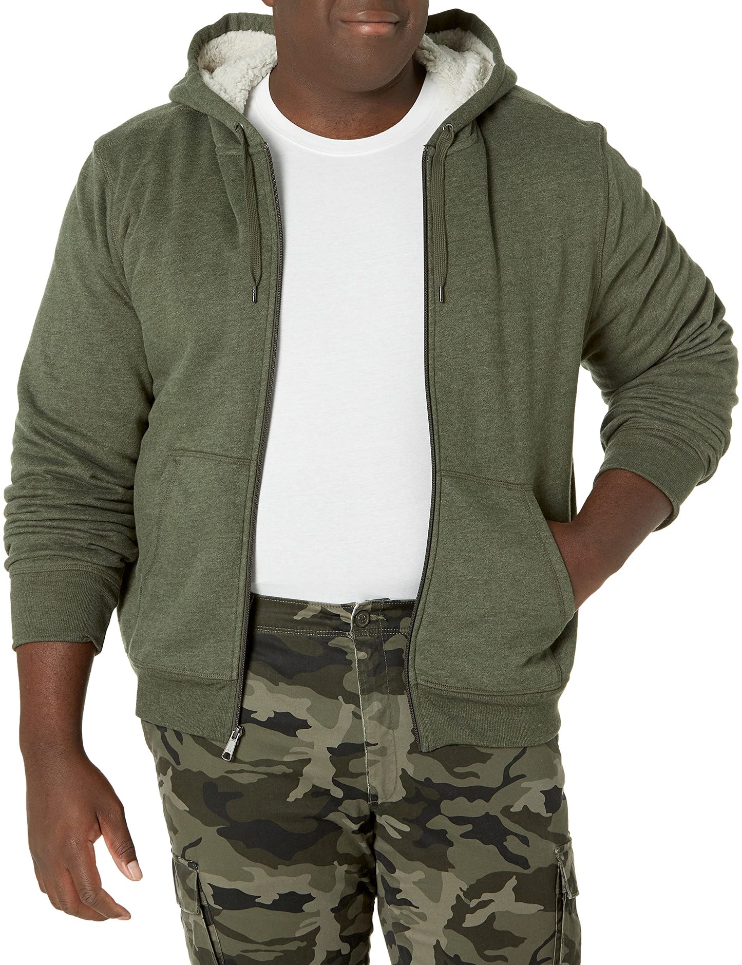 Amazon Essentials Sweat à Capuche avec Fermeture Éclair intégrale et Doublure en Polaire Sherpa Homme