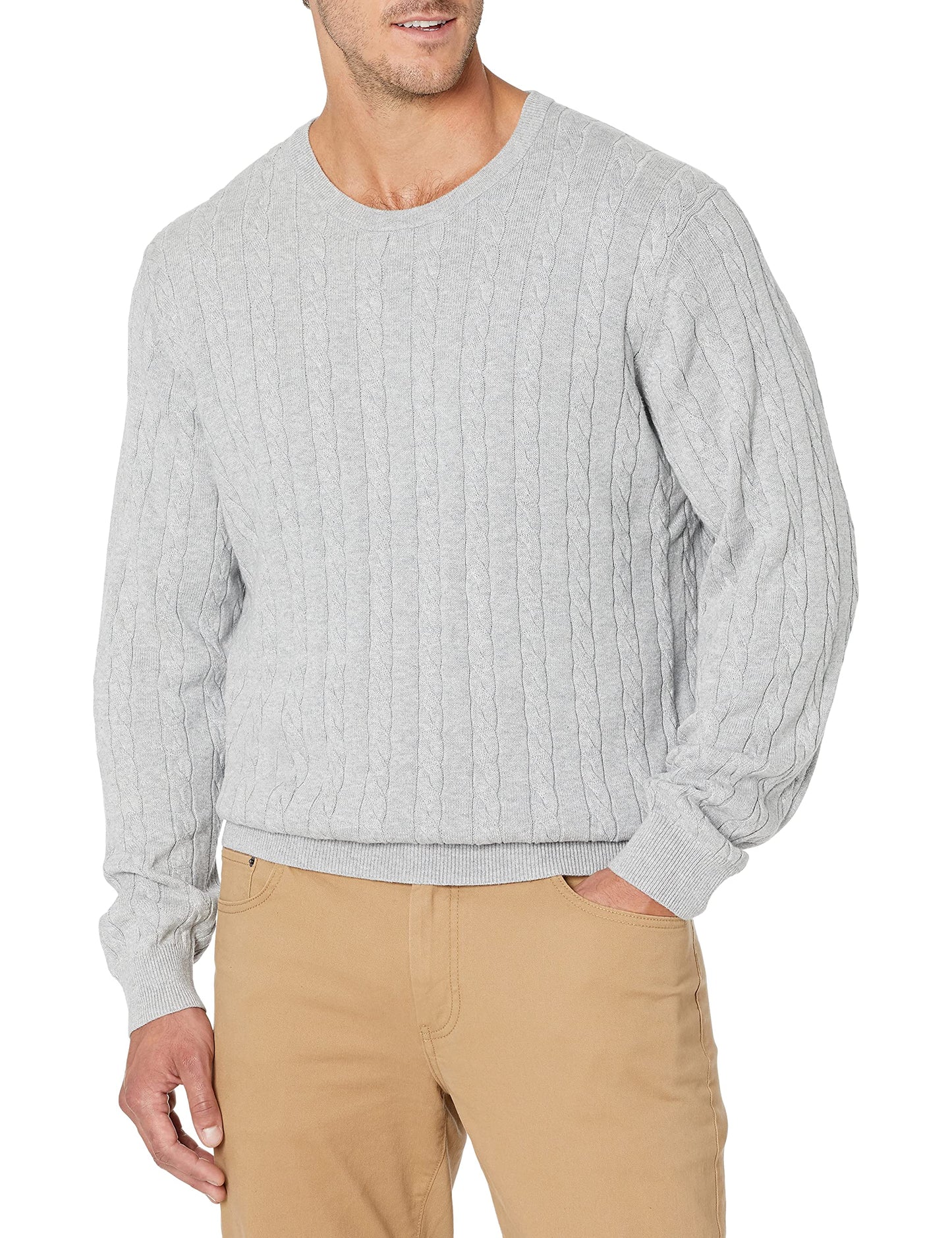 Amazon Essentials Pull Ras-du-Cou en Coton Torsadé Homme