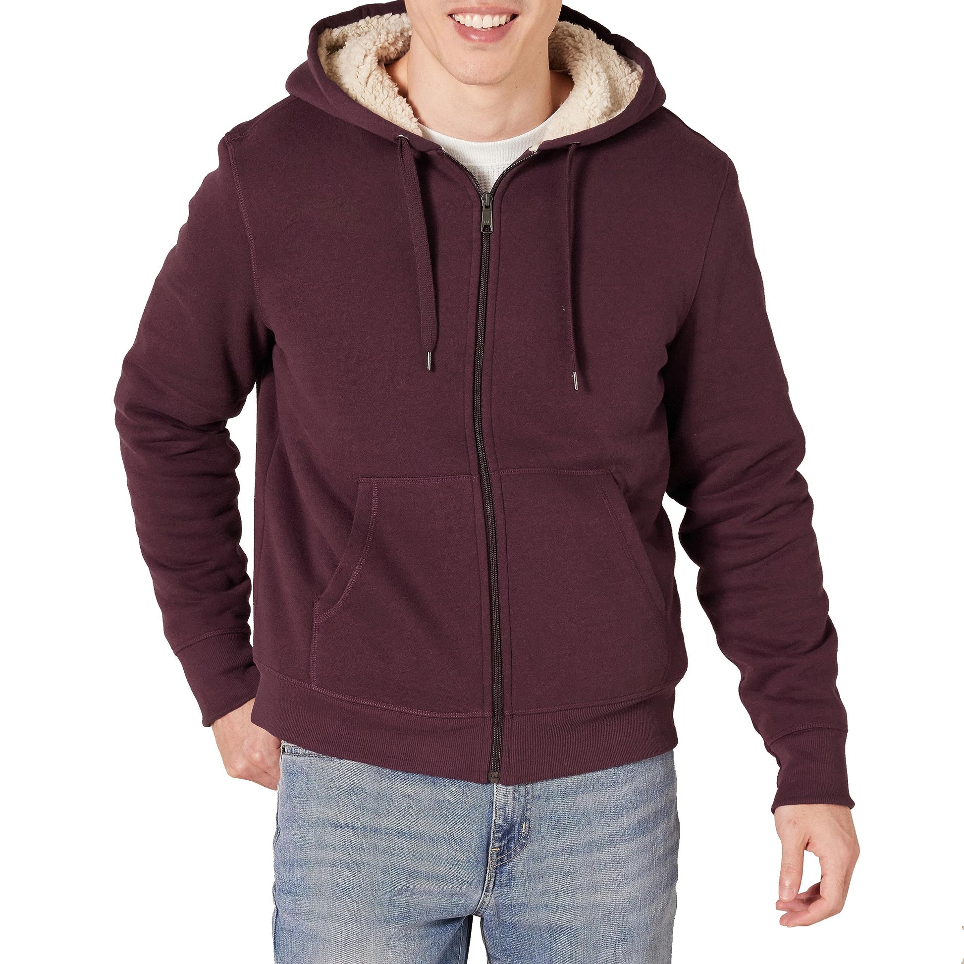 Amazon Essentials Sweat à Capuche avec Fermeture Éclair intégrale et Doublure en Polaire Sherpa Homme