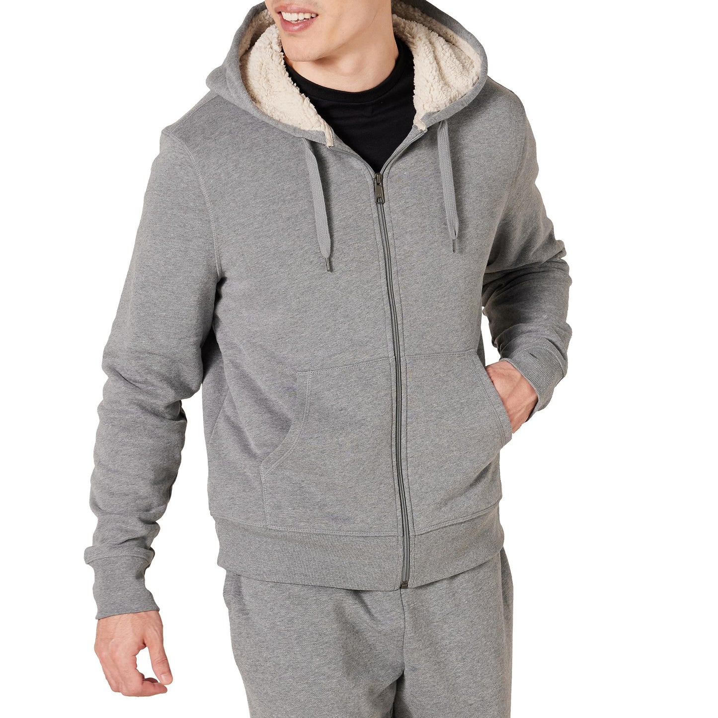 Amazon Essentials Sweat à Capuche avec Fermeture Éclair intégrale et Doublure en Polaire Sherpa Homme