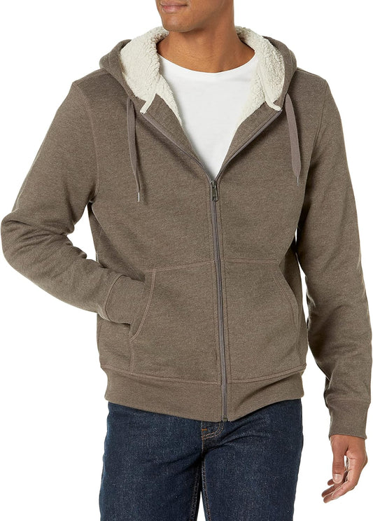 Amazon Essentials Sweat à Capuche avec Fermeture Éclair intégrale et Doublure en Polaire Sherpa Homme