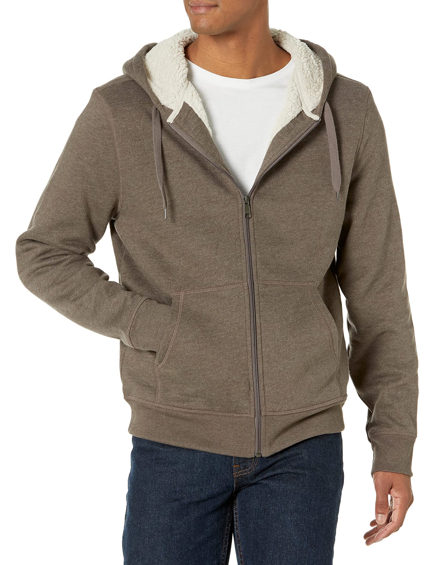 Amazon Essentials Sweat à Capuche avec Fermeture Éclair intégrale et Doublure en Polaire Sherpa Homme
