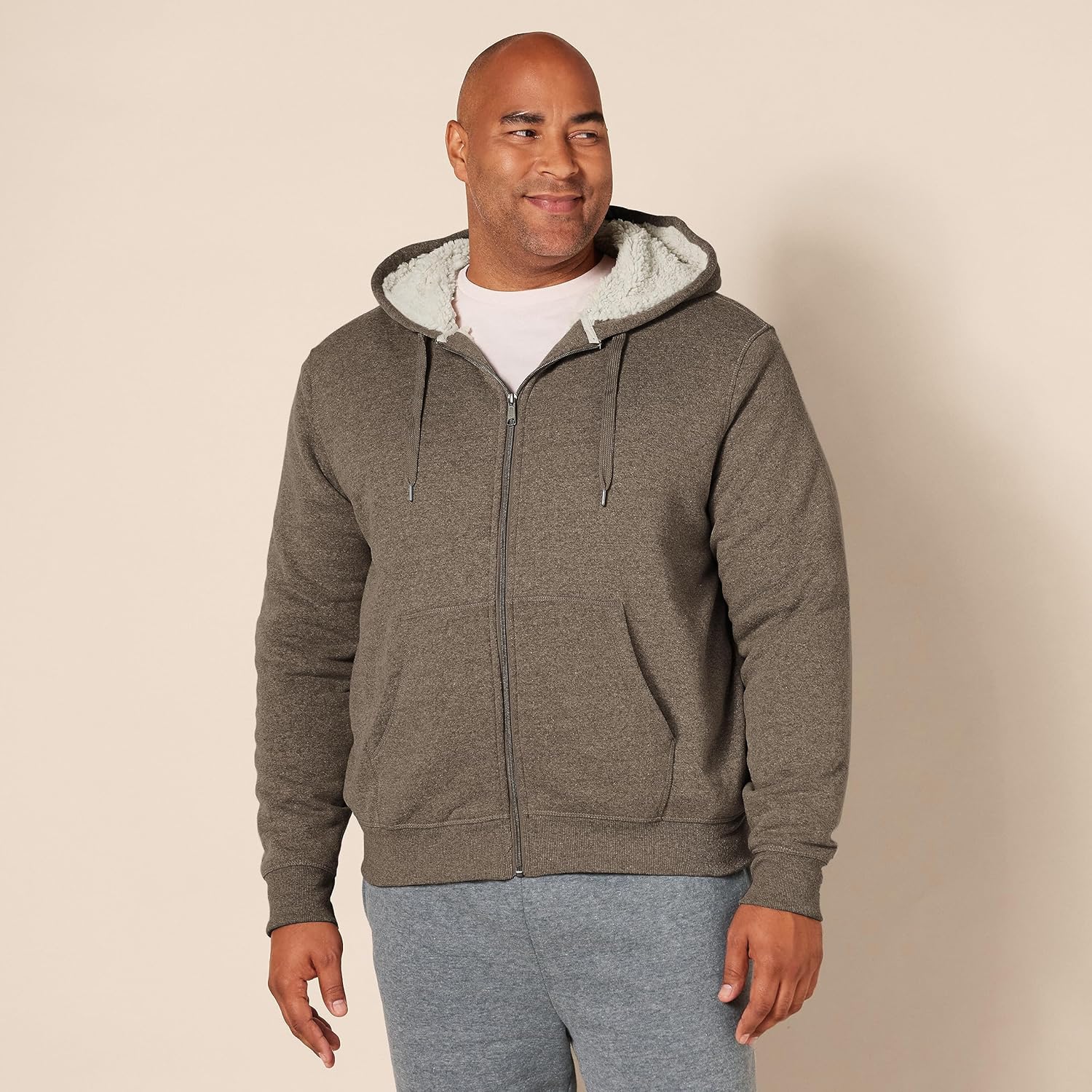 Amazon Essentials Sweat à Capuche avec Fermeture Éclair intégrale et Doublure en Polaire Sherpa Homme