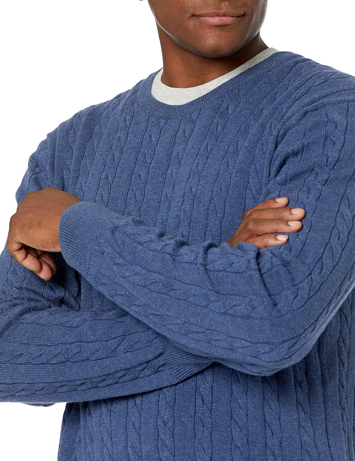 Amazon Essentials Pull Ras-du-Cou en Coton Torsadé Homme