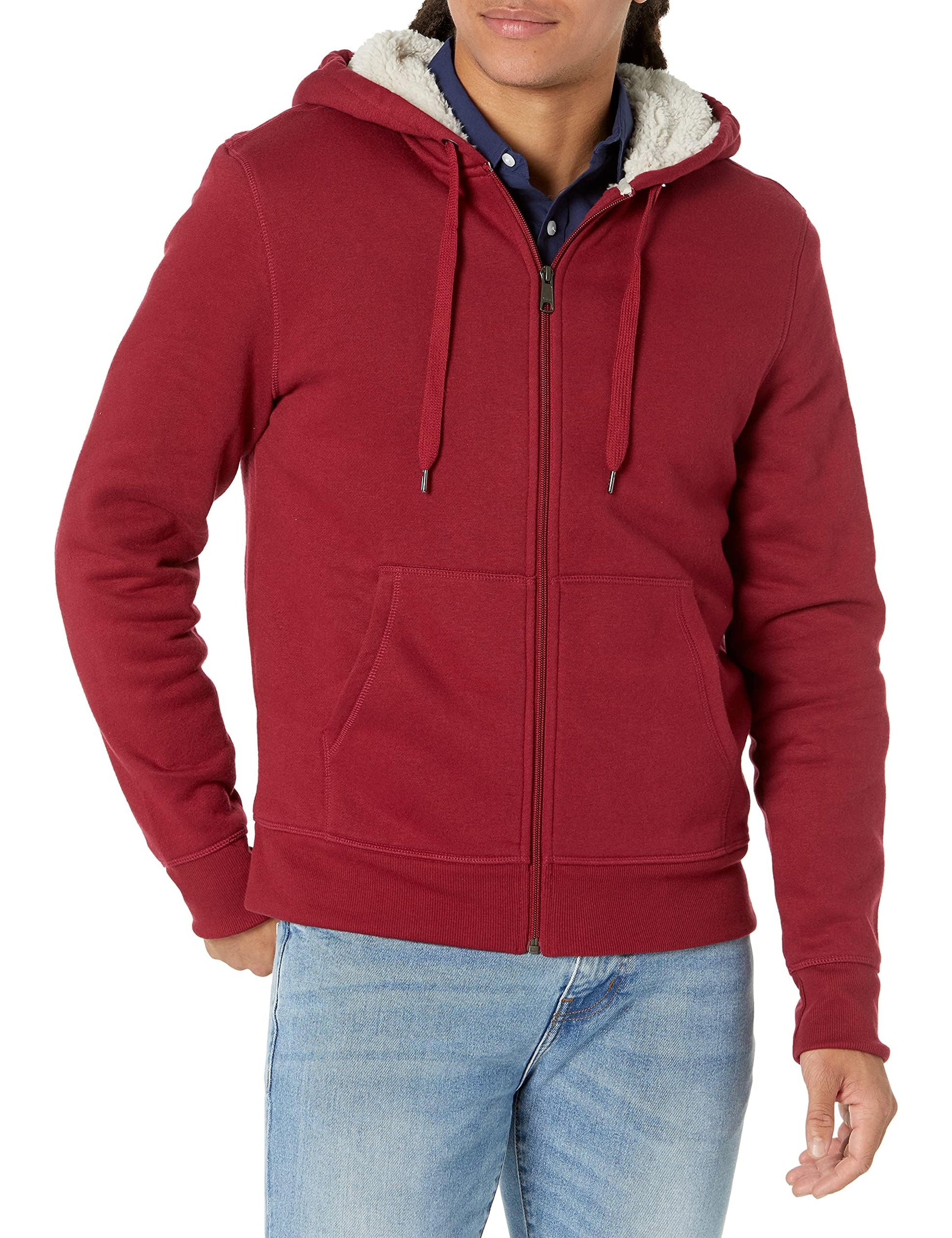 Amazon Essentials Sweat à Capuche avec Fermeture Éclair intégrale et Doublure en Polaire Sherpa Homme