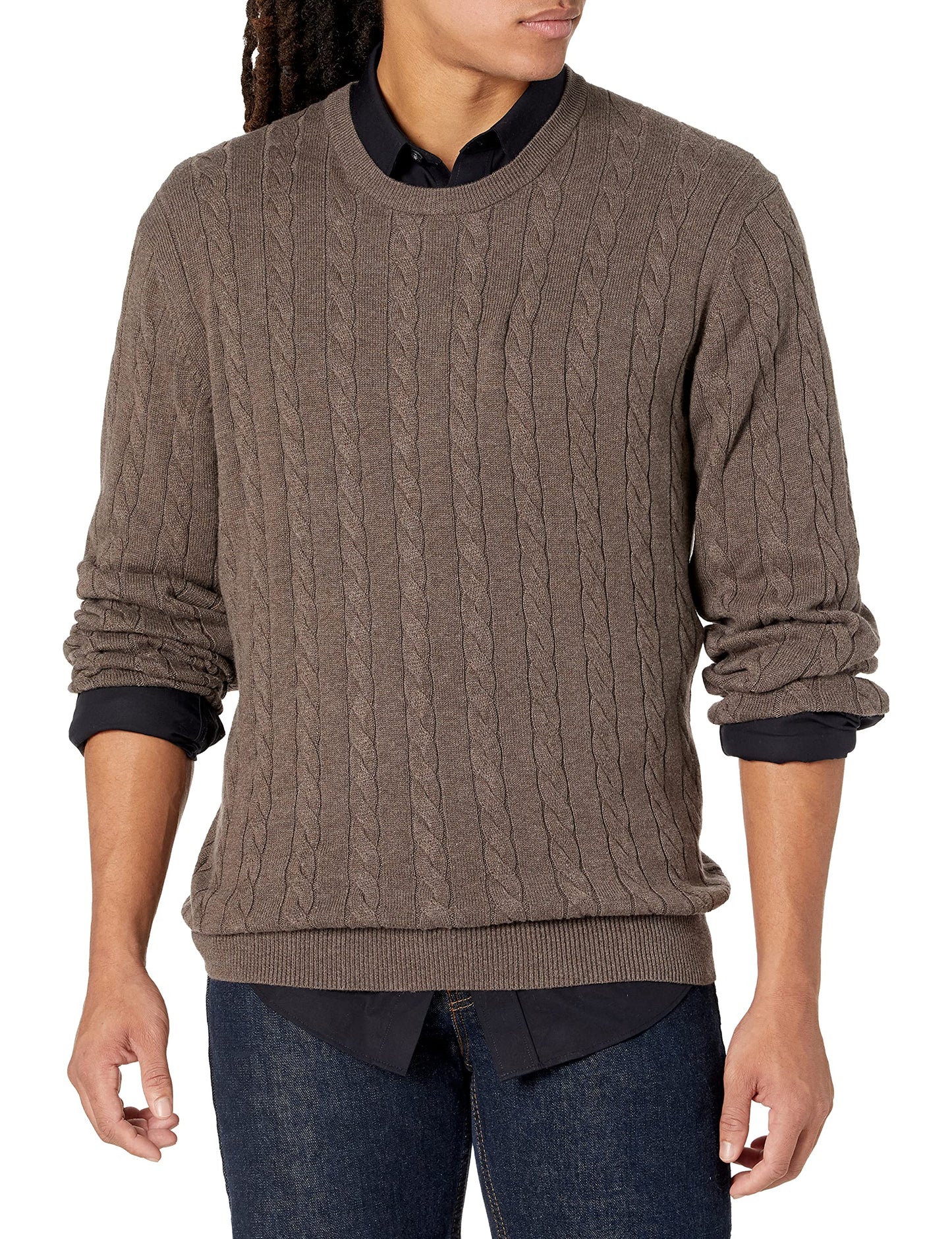 Amazon Essentials Pull Ras-du-Cou en Coton Torsadé Homme