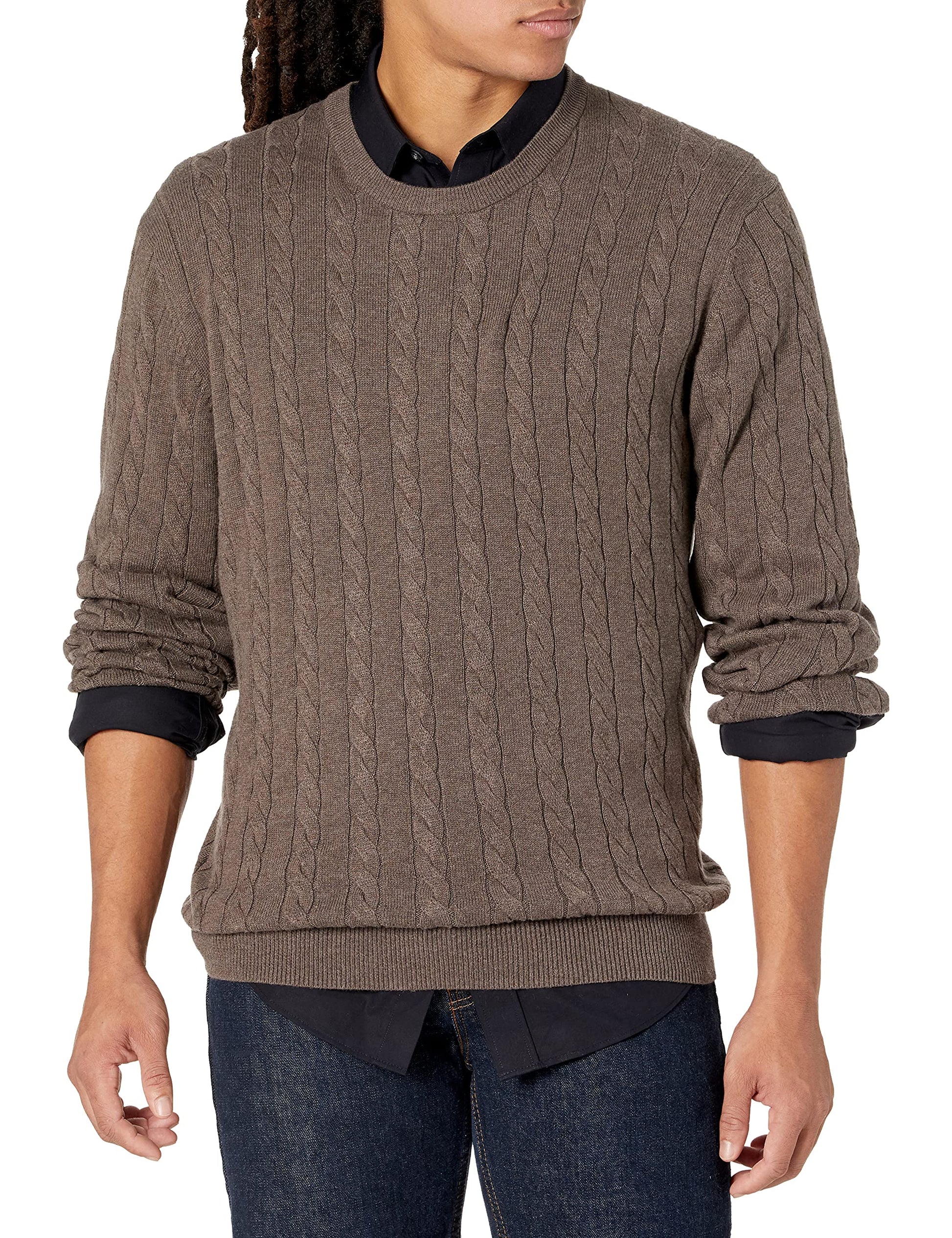 Amazon Essentials Pull Ras-du-Cou en Coton Torsadé Homme